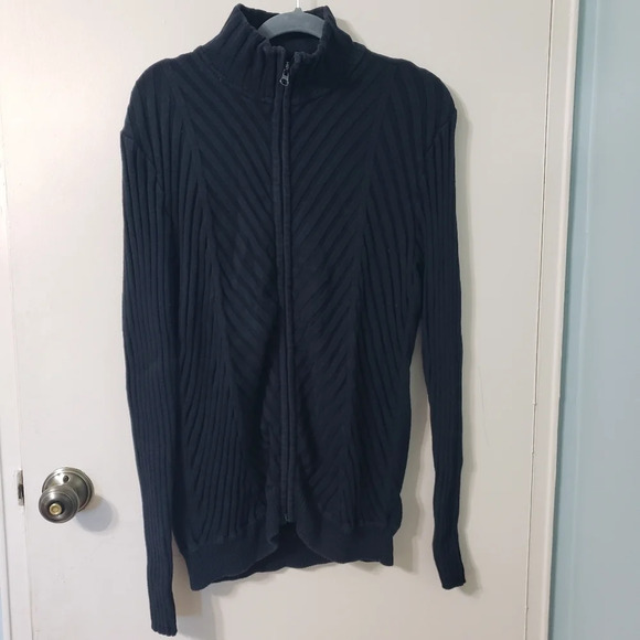 INC Black Knit Zip Up Sweater - Picture 1 of 13